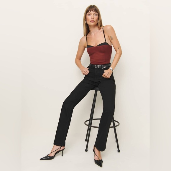 Jax Stretch High Rise Straight Jeans in Black - Size 31 - Picture 4 of 6